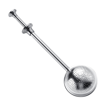 Filtru de ceai retractabil din oțel inoxidabil 304, cu filtru sferic și clips de sârmă