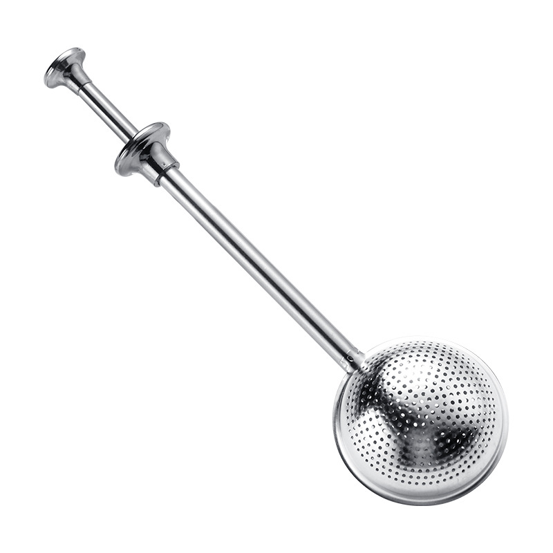 Filtru de ceai retractabil din oțel inoxidabil 304, cu filtru sferic și clips de sârmă