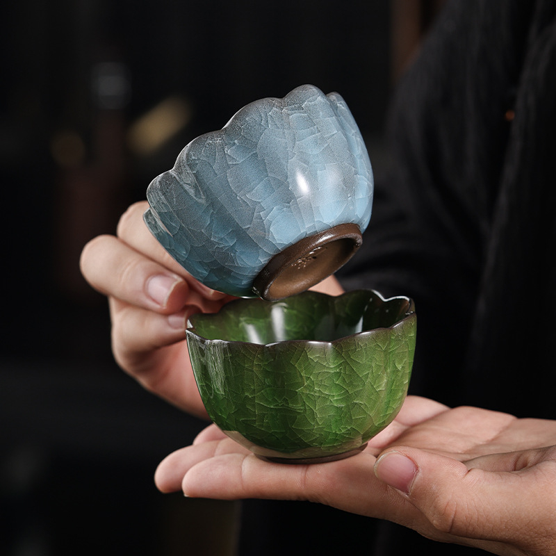 Ceașcă Gongfu din porțelan, set ceramic pentru ceai, ceașcă personală pentru uz casnic Ice Flower