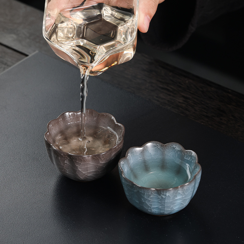 Ceașcă Gongfu din porțelan, set ceramic pentru ceai, ceașcă personală pentru uz casnic Ice Flower
