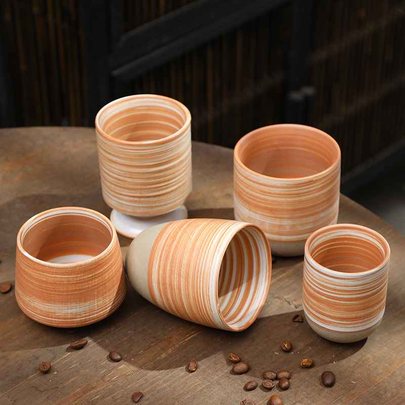 Leaf ceașă ceramică pentru ceai, stil antic – ceramică brută, set Gongfu ceai, ceașă vintage pentru degustare ceai, realizată manual