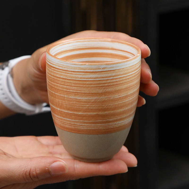 Leaf ceașă ceramică pentru ceai, stil antic – ceramică brută, set Gongfu ceai, ceașă vintage pentru degustare ceai, realizată manual