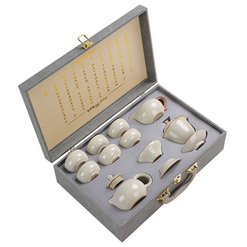 Set ceai ceramic Gongfu pentru casă cu ceainic, bol cu capac și cești în cutie cadou