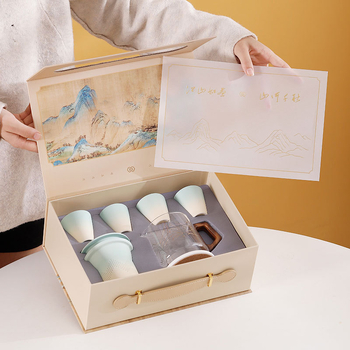 Set ceramic pentru ceai de călătorie cu logo, în stil național, cutie cadou Gongfu ceai