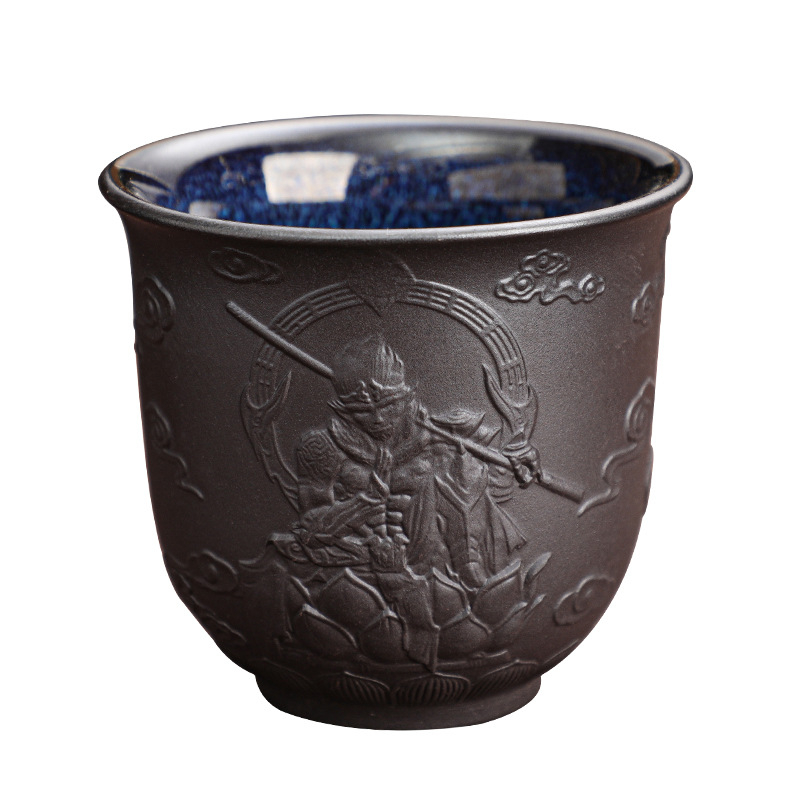 Ceașcă mare de ceai din lut Zisha, cu variație la cuptor, Jian Zhan ceramic Kung Fu Baifu, ceașcă Heart Sutra, lucrată manual