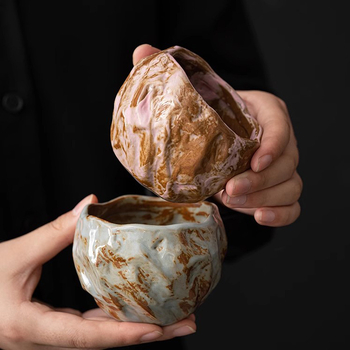Cească de ceai Shino crem, mare, în stil japonez, ceramică arsă în cuptor, Kung Fu, bol de ceai pentru un singur ceai, retro