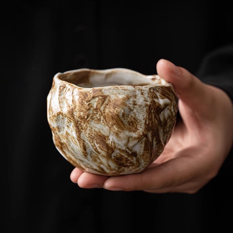Cească de ceai Shino crem, mare, în stil japonez, ceramică arsă în cuptor, Kung Fu, bol de ceai pentru un singur ceai, retro