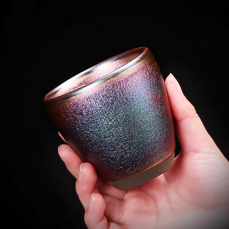 Ceșcuță de ceai ceramică Jianzhan, lucrată manual, cu glazură multicoloră subglazură, Tenmoku pe bază de fier, pentru uz casnic