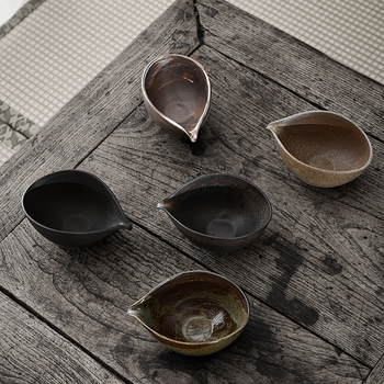 Set Kung Fu de ceai cu ceașcă Gongdao din ceramică glazurată antic, separator de ceai lucrat manual și ceașcă în stil cioc de pasăre, inspirat de design japonez