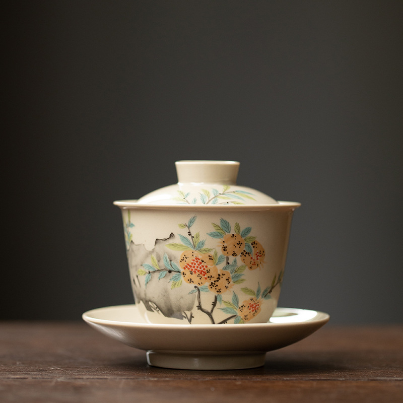 Vas ceramic glazurat cu capac, pentru uz casnic, ceai de ceremonie chinezesc
