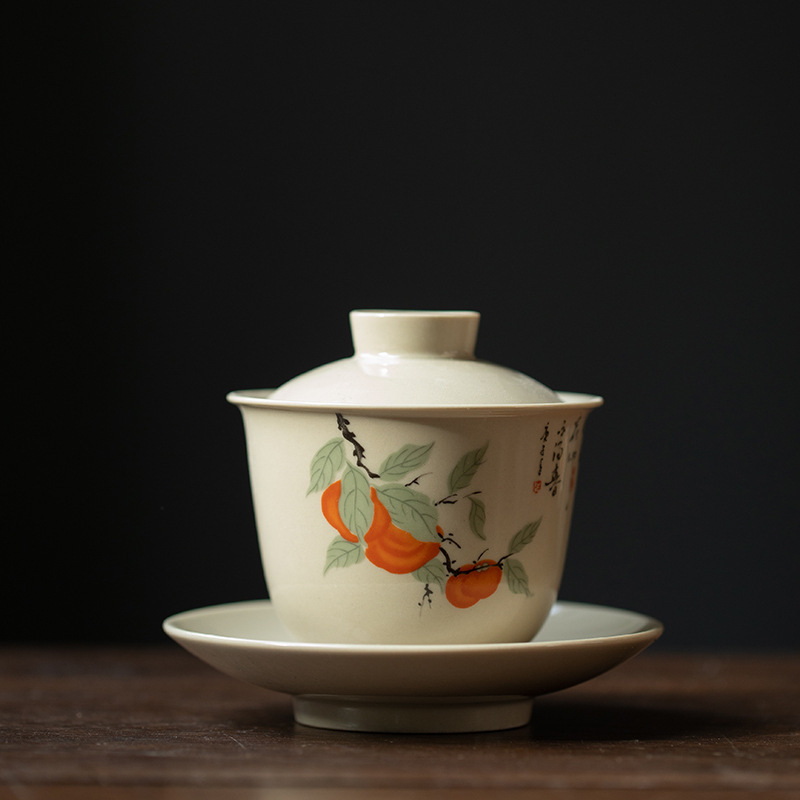 Vas ceramic glazurat cu capac, pentru uz casnic, ceai de ceremonie chinezesc