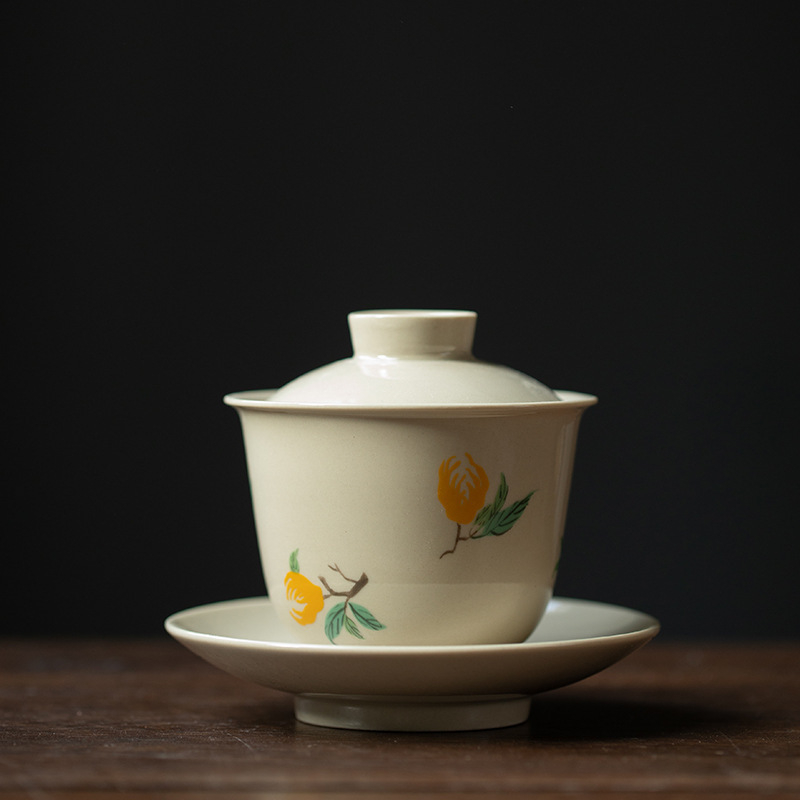 Vas ceramic glazurat cu capac, pentru uz casnic, ceai de ceremonie chinezesc