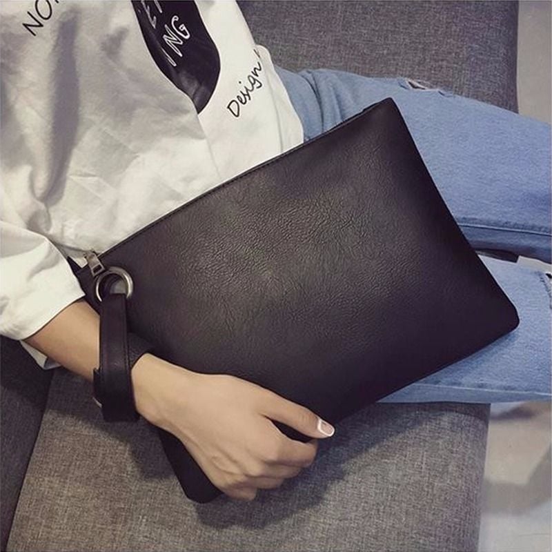 Clutch torba s tamnim reljefnim uzorkom za dokumente, stil aktovke, mekana PU ručka