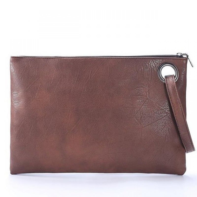 Clutch torba s tamnim reljefnim uzorkom za dokumente, stil aktovke, mekana PU ručka