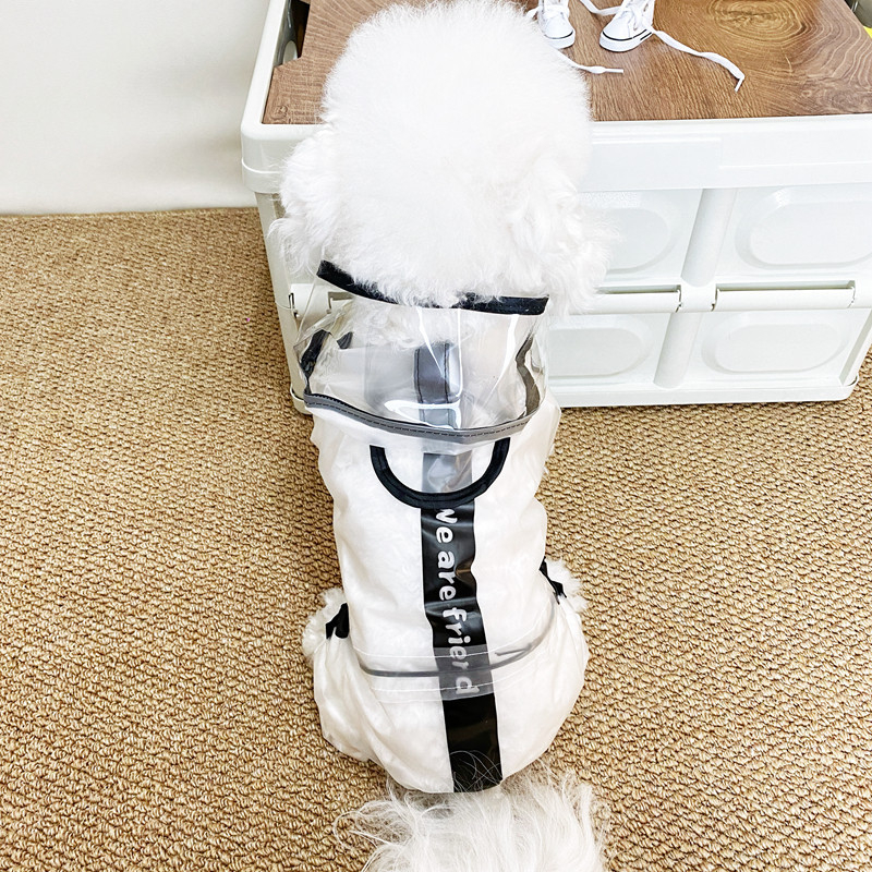 Прозрачен дъждобран за четириноги домашни любимци, удобен за обличане, с щракваща закопчалка