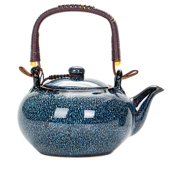 Ceainic Jian Zhan cu glazură Tenmoku, cu mâner unic, capacitate mare, set Gongfu din ceramică pentru uz casnic