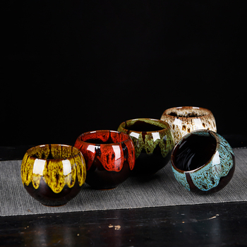 Set de ceai din ceramică cu glazură Tianmu, ceașcă Jianzhan, Dragon Egg ceașcă și ornament decorativ pentru ghiveci