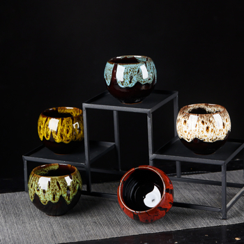 Set de ceai din ceramică cu glazură Tianmu, ceașcă Jianzhan, Dragon Egg ceașcă și ornament decorativ pentru ghiveci