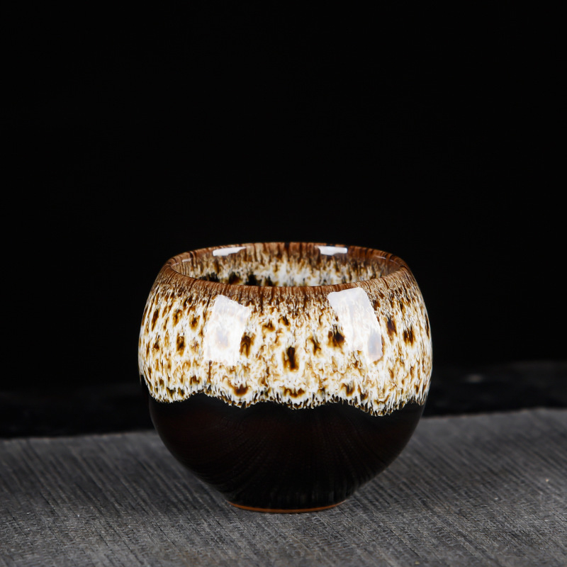 Set de ceai din ceramică cu glazură Tianmu, ceașcă Jianzhan, Dragon Egg ceașcă și ornament decorativ pentru ghiveci