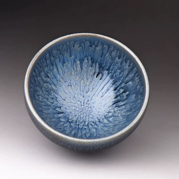 ceașă de ceai Jianzhan cu bol floral, fără picior, material mineral original, ceașă de degustare a maestrului, bază din fier, o singură ceașcă, stil nou chinezesc
