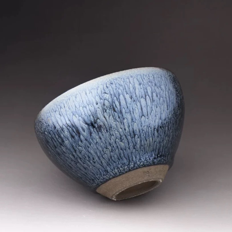 ceașă de ceai Jianzhan cu bol floral, fără picior, material mineral original, ceașă de degustare a maestrului, bază din fier, o singură ceașcă, stil nou chinezesc