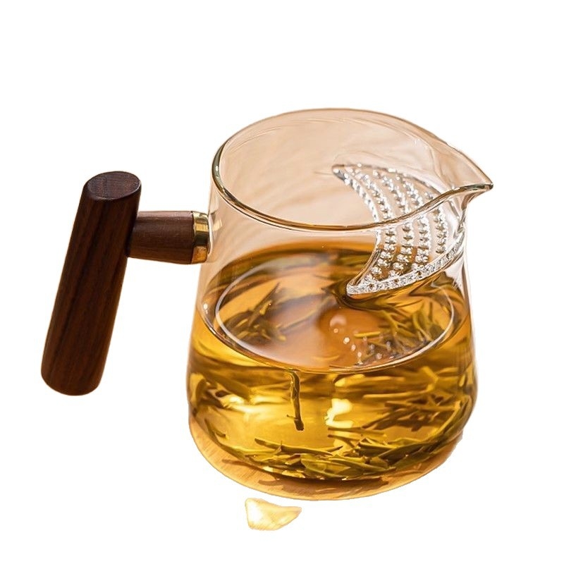 2026 Ceașcă de ceai în formă de semilună cu filtru – pahar din sticlă rezistentă la temperaturi pentru ceai verde, set Kung Fu cu filtru integrat