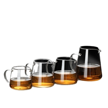 Set de ceai din sticlă borosilicat rezistentă la temperatură, transparent, cu cupă echilibratoare și sită, în dimensiuni mari și mici