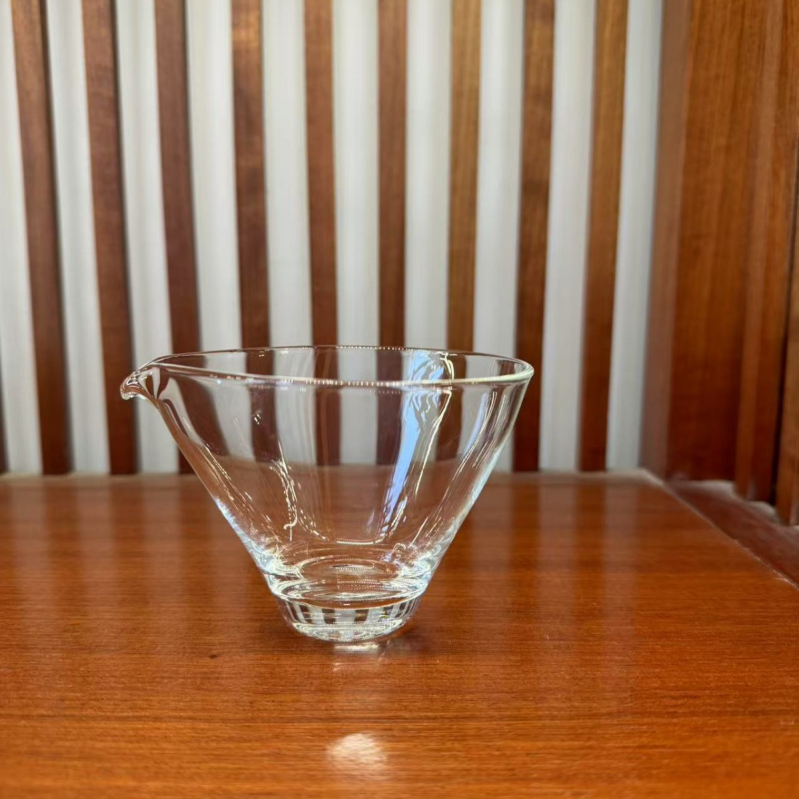 Cească de ceai din sticlă borosilicat rezistentă la căldură, cu motiv de pasăre, cu picior înalt, transparentă, stil japonez pentru ceremonia de ceai