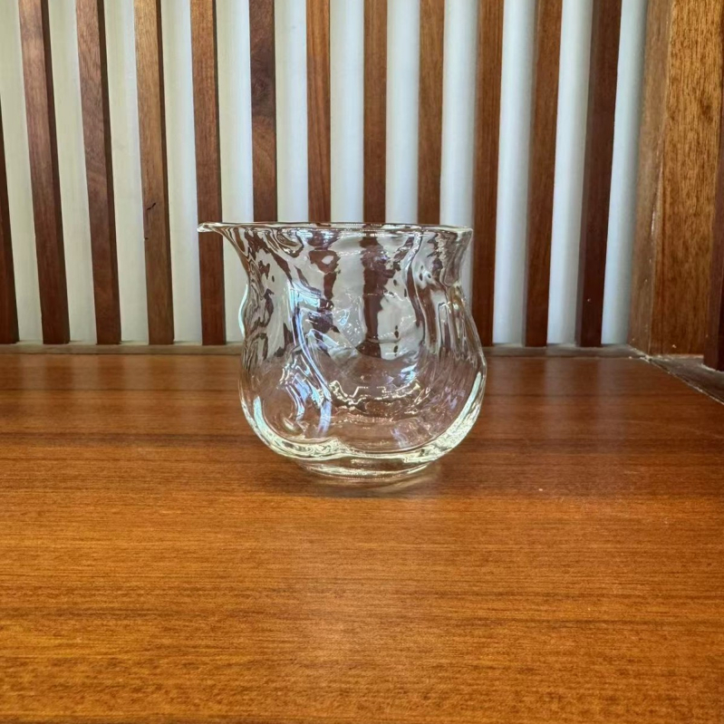 Cească de ceai din sticlă borosilicat rezistentă la căldură, cu motiv de pasăre, cu picior înalt, transparentă, stil japonez pentru ceremonia de ceai
