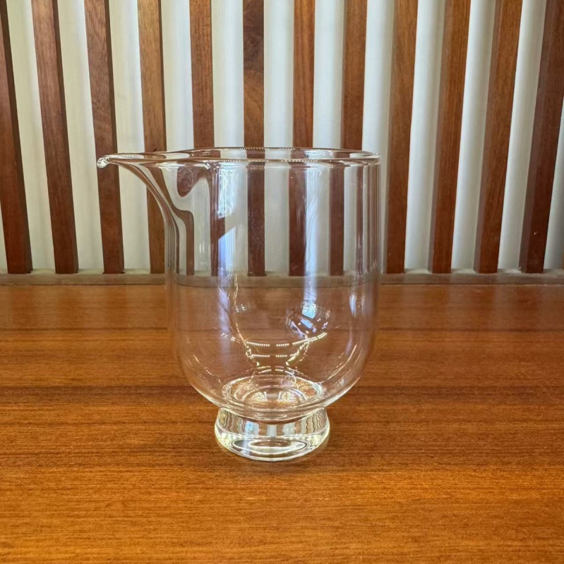 Cească de ceai din sticlă borosilicat rezistentă la căldură, cu motiv de pasăre, cu picior înalt, transparentă, stil japonez pentru ceremonia de ceai