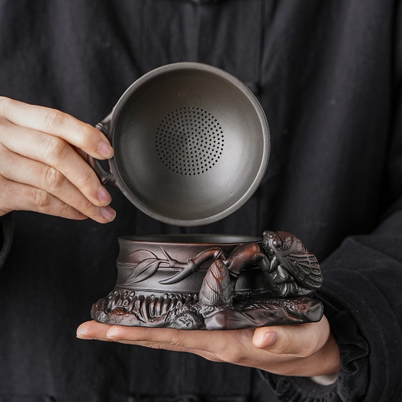 Filtru pentru ceai din lut mov, cu un sistem de filtrare ceramic integrat, poate fi folosit și ca ornament Tea Pet pentru uz casnic.