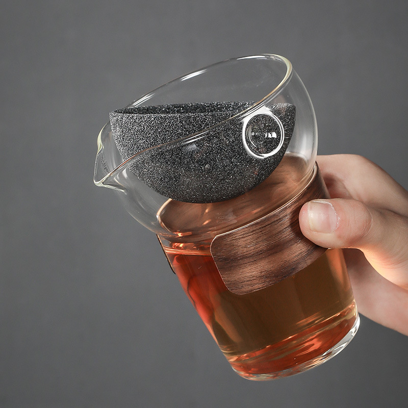 Filtru de ceai creativ fără pori pentru set Kung Fu, ceașcă de sticlă pentru turnare, filtru din minereu de aluminiu