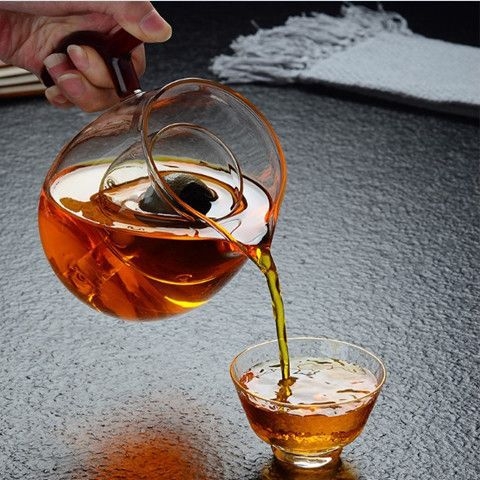 Ceainic din sticlă borosilicată, rezistent la temperaturi înalte și explozii, pentru ceai cu mandarin verde mic, însoțit de o cană de turnare — set Kung Fu ceai