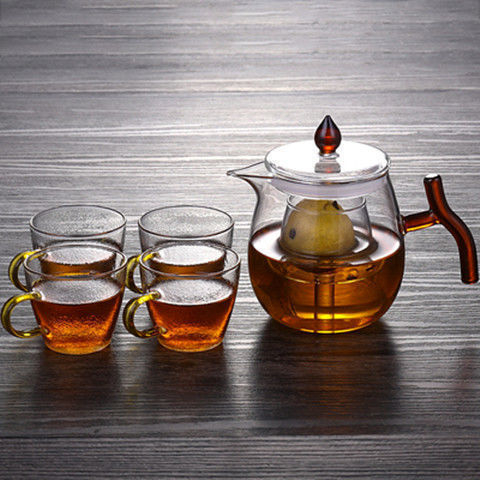 Ceainic din sticlă borosilicată, rezistent la temperaturi înalte și explozii, pentru ceai cu mandarin verde mic, însoțit de o cană de turnare — set Kung Fu ceai