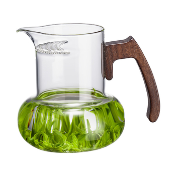 Ceainic de sticlă în formă de semilună, cu filtru integrat și separator ceai-apă, set Kung Fu pentru ceai verde