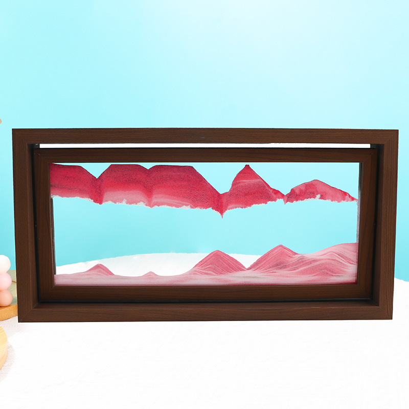 Pictură austriacă cu nisip curgător, într-un cadru dreptunghiular rotativ din lemn – ornament pentru sufragerie, suvenir cu nisip