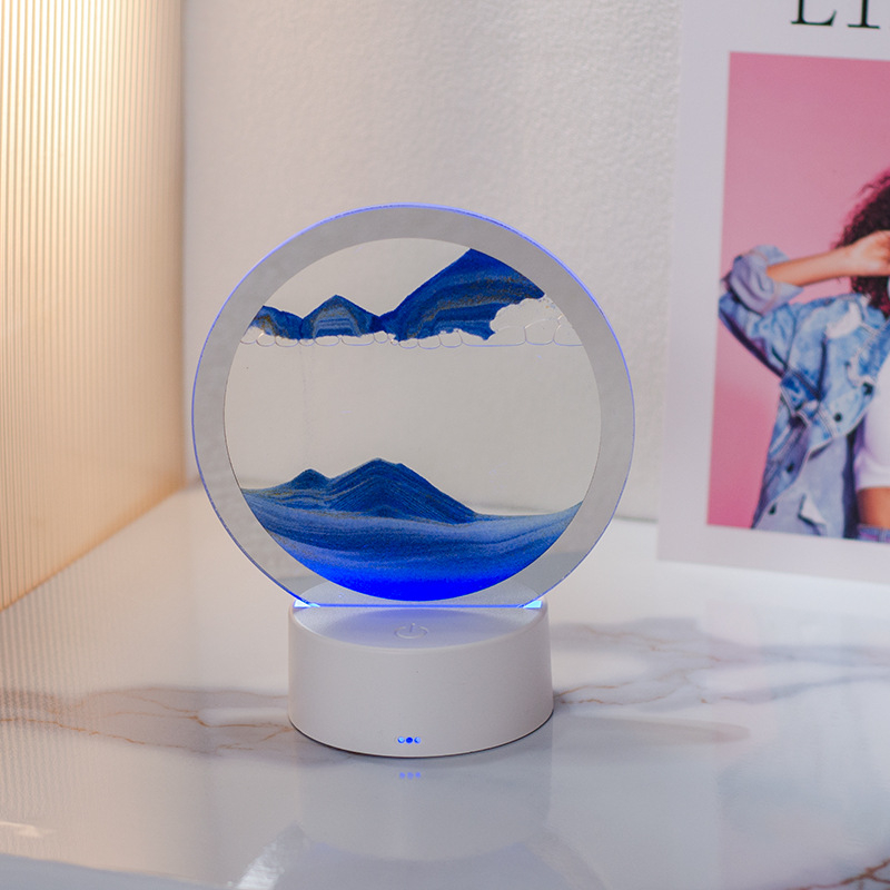 Lampă de noapte în stil chinezesc cu pictură cu nisip curgător – ornament decorativ pentru dulap TV sau birou