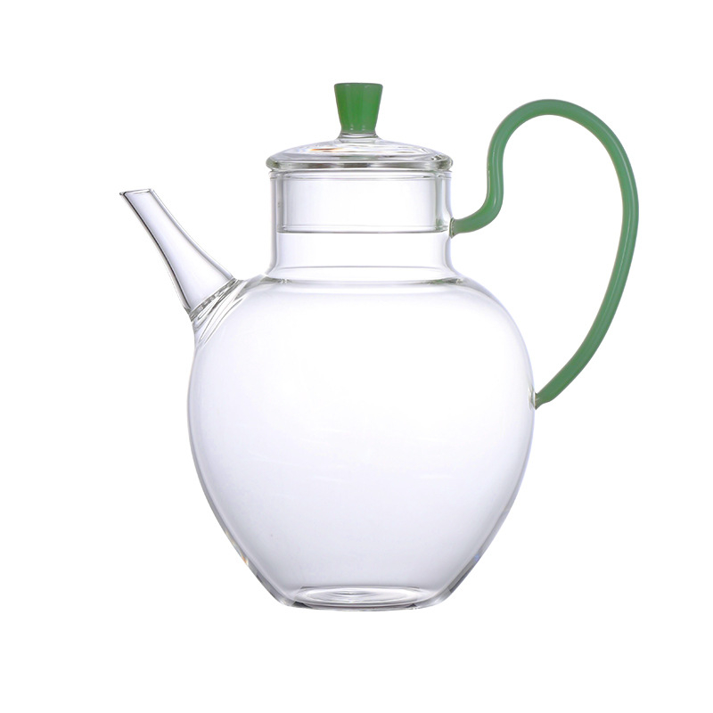 Ceainic din sticlă în stil Song, capacitate mare, sticlă borosilicată rezistentă la temperaturi, ceainic pentru ceai de flori