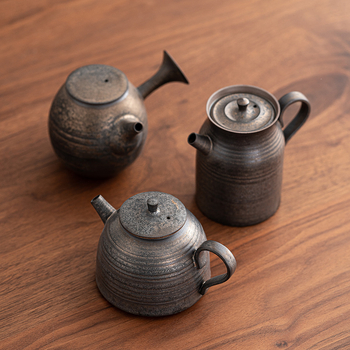 Ceainic ceramic cu glazură aurie, stil Zen, cu filtru cu bilă, set de ceai kung fu, recipient unic