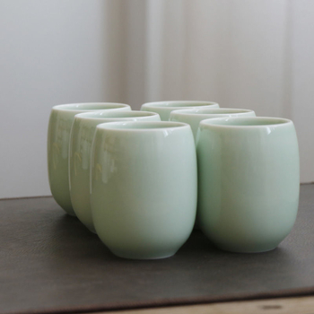 Set ceai celadon din ceramică cu ceainic și cești, stil minimalist japonez, ceainic cu mâner mare, set complet
