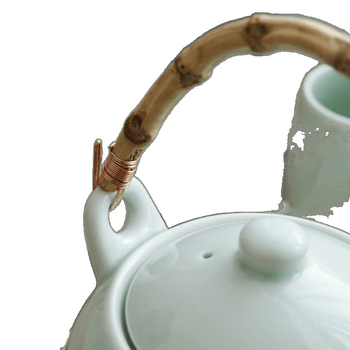 Set ceai celadon din ceramică cu ceainic și cești, stil minimalist japonez, ceainic cu mâner mare, set complet