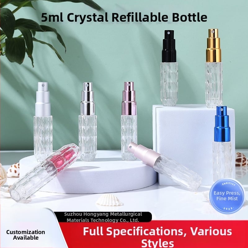 5ml fľaša na parfum s krištáľovým dnom, opakovane plniteľná, sklenená fľaštička na cestovanie a kozmetiku