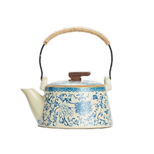 Set Kung Fu de ceai din ceramică Ru Kiln, albastru-alb, pentru uz casnic — ceainic ceramic, cești de ceai premium și bol cu capac