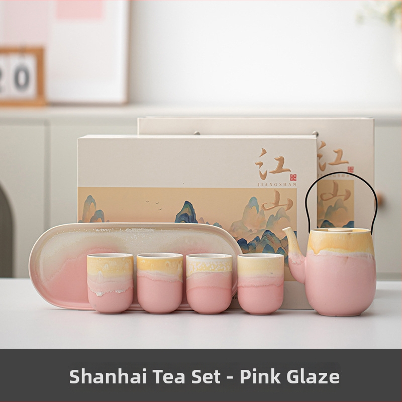 Set de ceai Kung Fu din ceramică cu ceainic mare, ceașcă principală și farfurie pentru infuzare uscată, pentru uz casnic și întâlniri