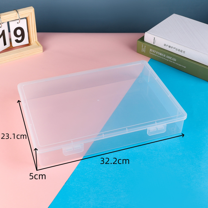 Cutie transparentă pentru fișiere A4, din plastic, capacitate mare (18 L), organizator de birou
