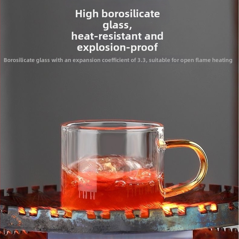 Ceainic din sticlă borosilikat, rezistent la temperaturi, cu pereți groși, separare ceai-apă, pentru prepararea ceaiurilor cu flori