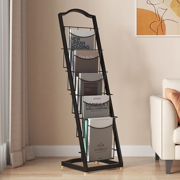 Raft minimalist cu mai multe niveluri pentru reviste și materiale promoționale, suport de podea pentru afișare și depozitare