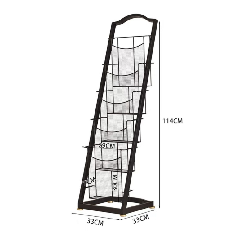 Raft minimalist cu mai multe niveluri pentru reviste și materiale promoționale, suport de podea pentru afișare și depozitare