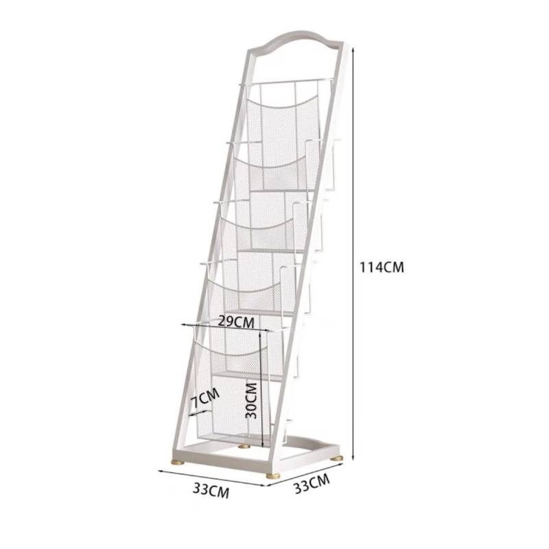 Raft minimalist cu mai multe niveluri pentru reviste și materiale promoționale, suport de podea pentru afișare și depozitare