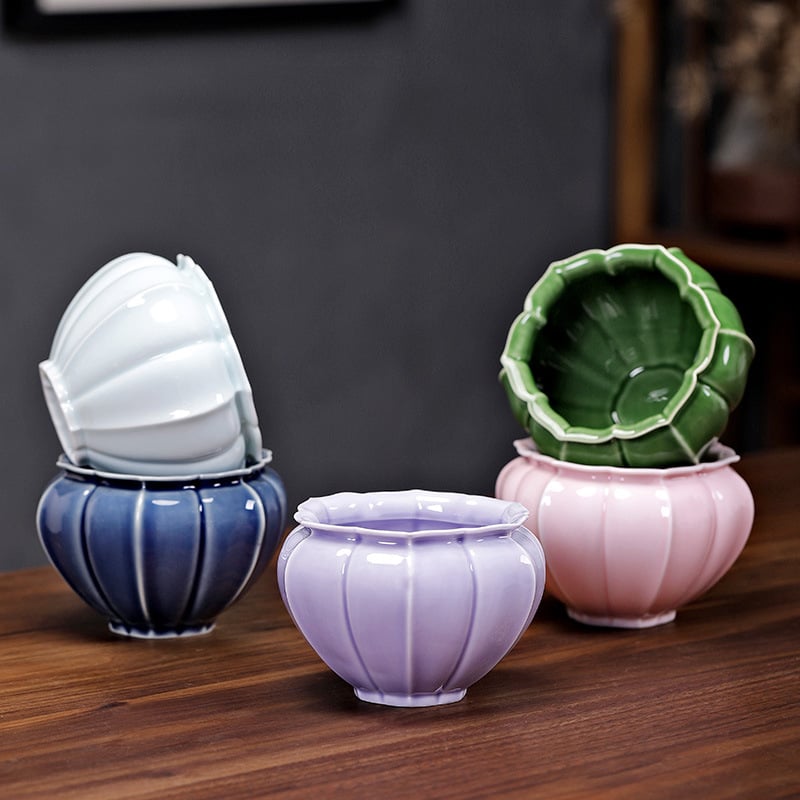 Vas ceramic pentru spălarea ceaiului, cu recipient pentru resturi de ceai și bazin de apă — set retro de accesorii pentru ceremonia ceaiului